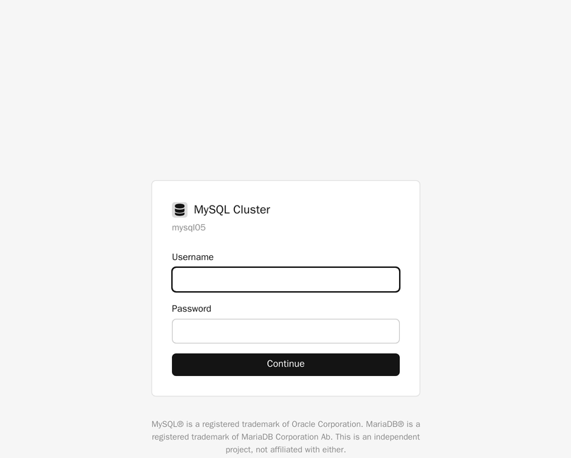 Signing in in MySQL Cluster