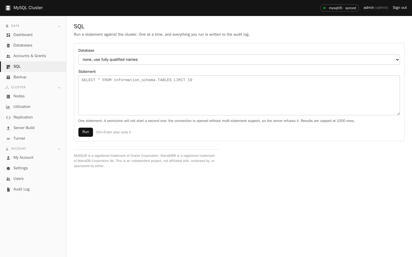 SQL in MySQL Cluster